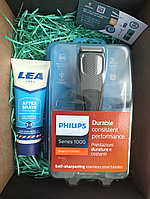Подарочный набор Электробритва плюс косметика - Lea 3 в 1 (Бальзам после бритья), Philips 1000 Триммер