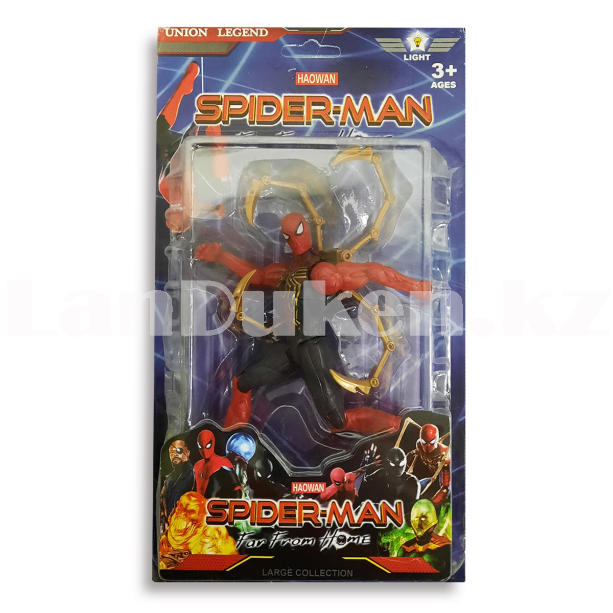 Детская фигурка Человека паука Spider man с золотыми щупальцами и с светоэффектом 17 см