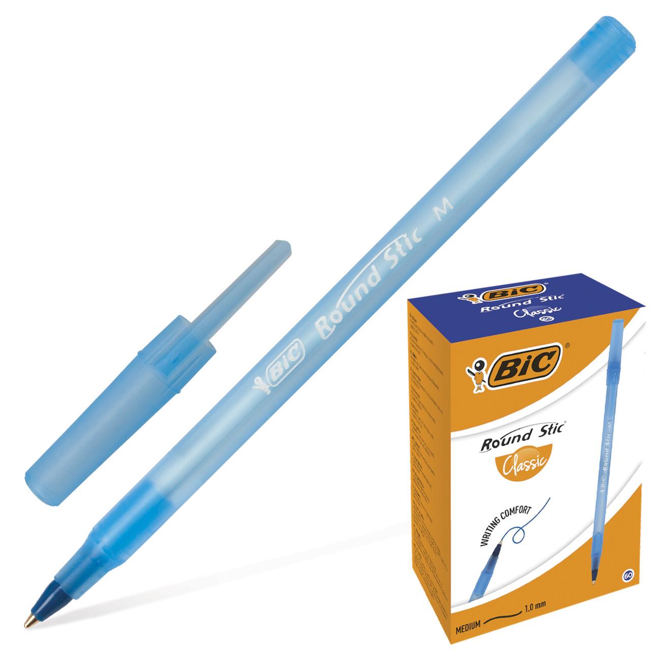 Ручка шариковая BIC "Round Stic", СИНЯЯ, корпус голубой, узел 1 мм, линия письма 0,32 мм - фото 1 - id-p105664509