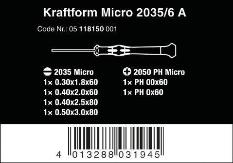Набор отверток Wera Kraftform micro для электронщиков + стойка 2035/6 05118150001 - фото 7 - id-p101638170