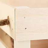Кашпо деревянное 12×11×9 см "Однушка Лайт" реечное, ручка верёвка, натуральный Дарим Красиво, фото 5