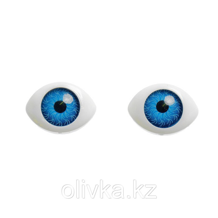 Глаза, набор 8 шт., размер 1 шт: 1,5 × 1 см, размер радужки 9 мм, цвет голубой - фото 1 - id-p71457108