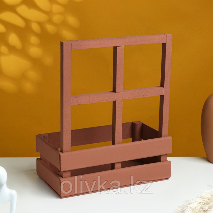 Кашпо деревянное 24×14×30 см "Оконная клумба", с ручкой, коричневый Дарим Красиво - фото 3 - id-p89644648