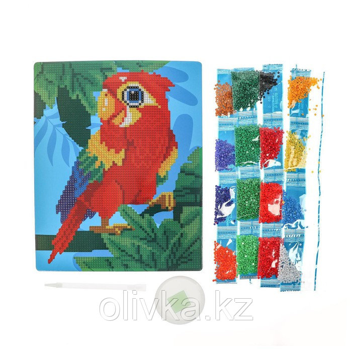 Алмазная мозаика для детей «Яркий попугай» 20х25 см - фото 4 - id-p90064669