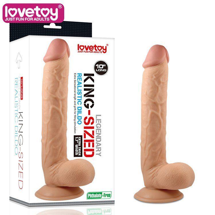 Фаллоимитатор ГИГАНТ "King-sized Realistic Dildo 10" - LoveToy, L - 20 см D - 4.3 см