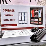 Шкаф для одежды каркасный тканевый на 3 секции Storage Wardrobe 88130 {130х45х175 см} (Бордовый), фото 10