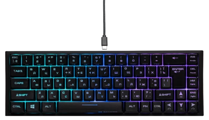 Клавиатура игровая 2E GAMING KG350 RGB 68key USB Black Ukr 2E-KG350UBK