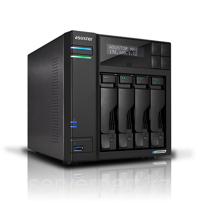 СХД NAS Asustor Lockerstor AS6704T, 4LFF, RAID 0,1,5,6,JBOD, 2х2.5GbE, 1x4GB, 2xUSB 3.2, HDMI, 4xM.2 NVMe SSD,