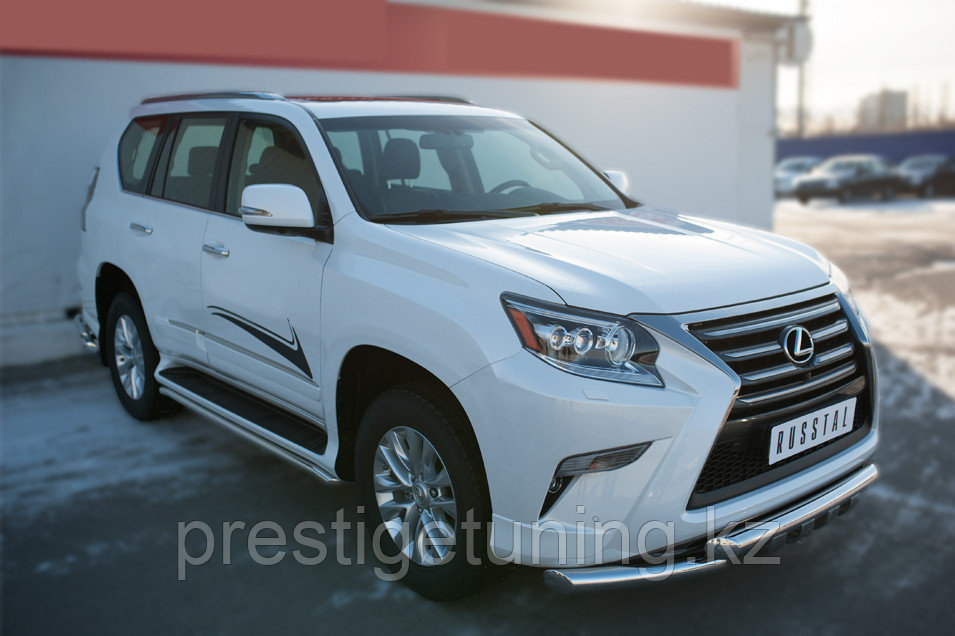 Защита переднего бампера d63 (секции) d75х42 (дуга) Lexus GX 460 2014-19 - фото 2 - id-p105794545