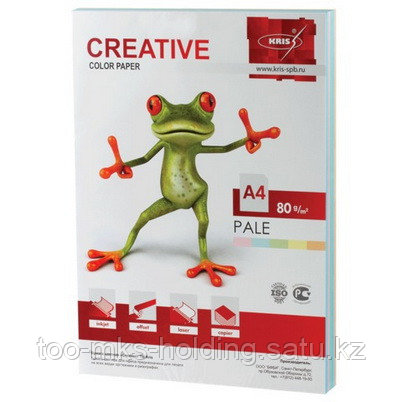 Бумага цветная "Creative", A4, 80гр, 250л, 5цветов, пастельные тона KRIS - фото 1 - id-p100991522