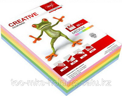 Бумага цветная "Creative", A4, 80гр, 100л, 5цветов, медиум, KRIS - фото 1 - id-p100991519