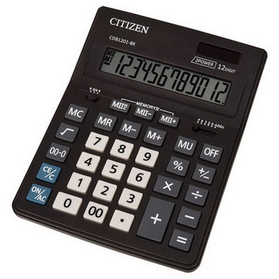 Калькулятор 12 разрядов, 15.7x20см, черный Citizen - фото 1 - id-p105795858