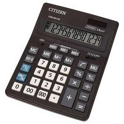 Калькулятор 14 разрядов, 15.7x20см, черный Citizen - фото 1 - id-p105795904