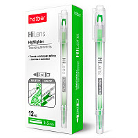 Текстовыделитель "Hatber Hi-Lens", 1/5мм, круглый/скошенный наконечники, двухсторонний, зеленый