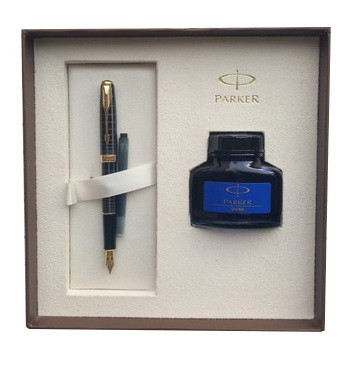 Ручка перьевая Sonnet Dark Grey Laquer GT в подарочном наборе и флаконе с чернилами Parker - фото 1 - id-p105797281