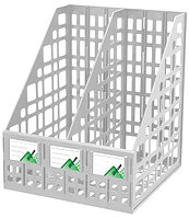 Лоток вертикальный А4, 240мм, 2-х секционный, серый, сборный Стамм