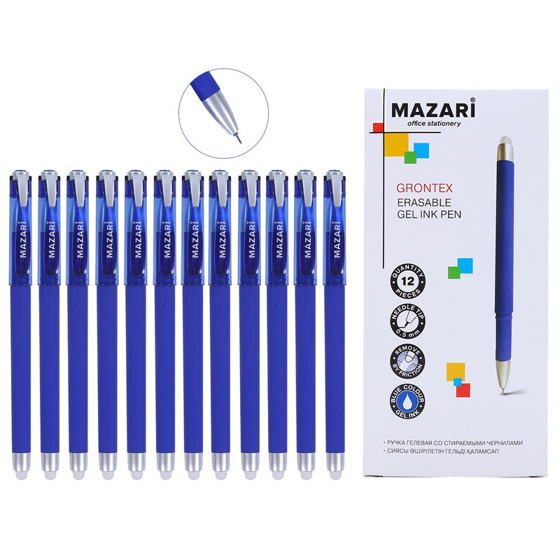 Ручка гелевая стирающаяся Mazari M-5470-70 Grontex 0.5мм синяя - фото 3 - id-p105799178