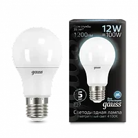 Лампа Gauss A60 12W 1200lm 4100K E27 LED 1/10/50