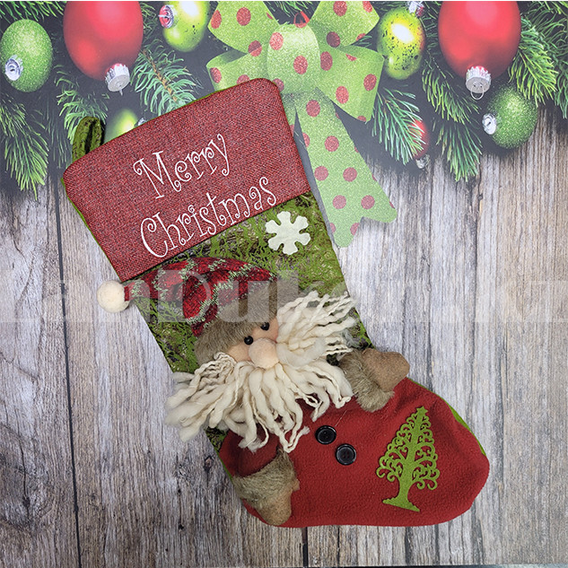 Новогодний чулок для конфет, рождественский носок, носок для подарков "Дед Мороз", фото 1