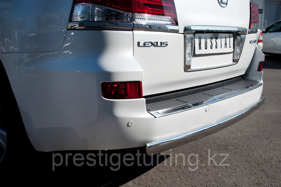 Защита заднего бампера d75х42 овал Lexus LX570 2012-15 - фото 4 - id-p105817146
