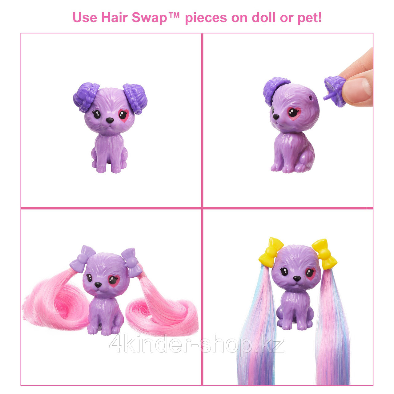 Кукла Блестящий цвет Барби! Hair Swaps, блестяще-розовая, с 25 сюрпризами - фото 4 - id-p105821085