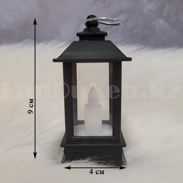 Маленький фонарик со свечкой декоративный 9 см черный - фото 2 - id-p105829145