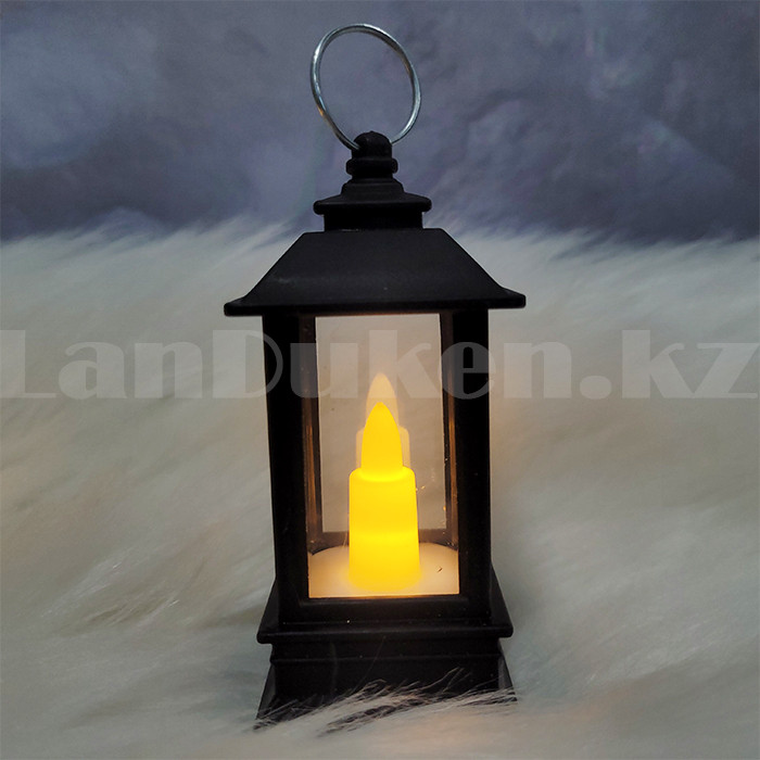 Маленький фонарик со свечкой декоративный 9 см черный - фото 5 - id-p105829145