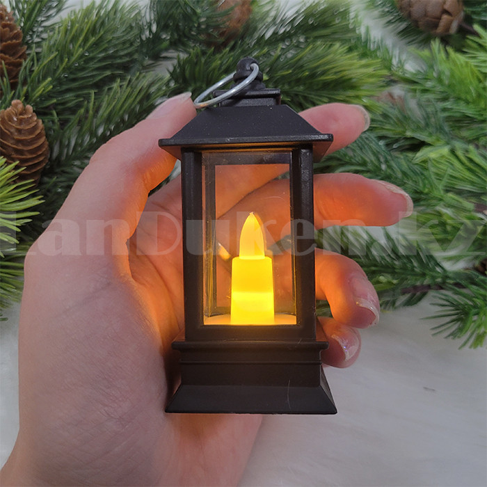 Маленький фонарик со свечкой декоративный 9 см черный - фото 4 - id-p105829145