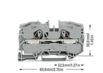2-проводниковая сквозная клеммная колодка; 16 мм² для DIN-рейки WAGO  2016-1201