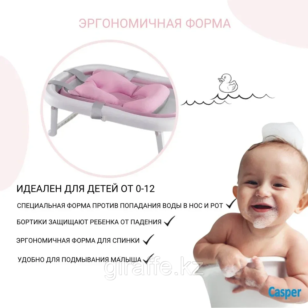 Складная детская ванночка для купания новорожденных Little Baby с матрасом и термометром - фото 5 - id-p105846124