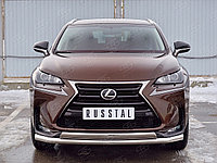 Защита переднего бампера d63 секции-d75х42 дуга Lexus NX200 (Not F-Sport) 2014-17