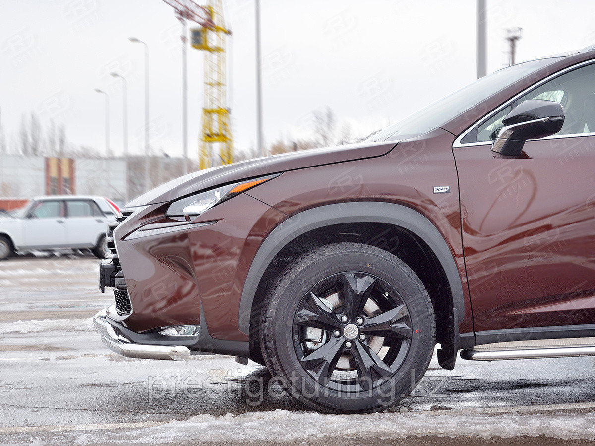 Защита переднего бампера d63 секции-d75х42 дуга Lexus NX200 (Not F-Sport) 2014-17 - фото 2 - id-p105862757