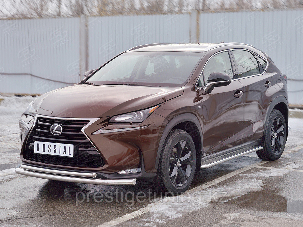 Защита переднего бампера d75х42 дуга Lexus NX200 (Not F-Sport) 2014-17 - фото 3 - id-p105862758