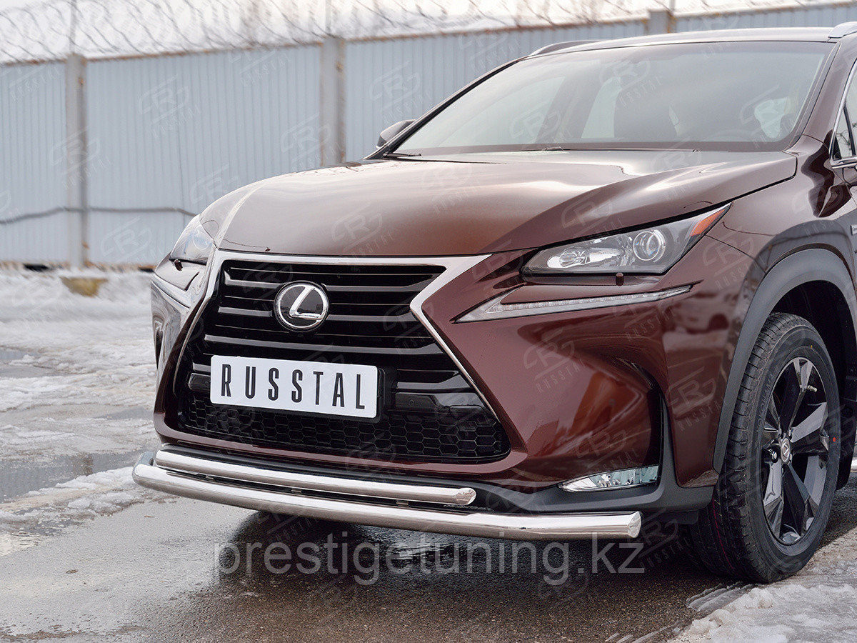 Защита переднего бампера d75х42 дуга Lexus NX200 (Not F-Sport) 2014-17 - фото 4 - id-p105862758