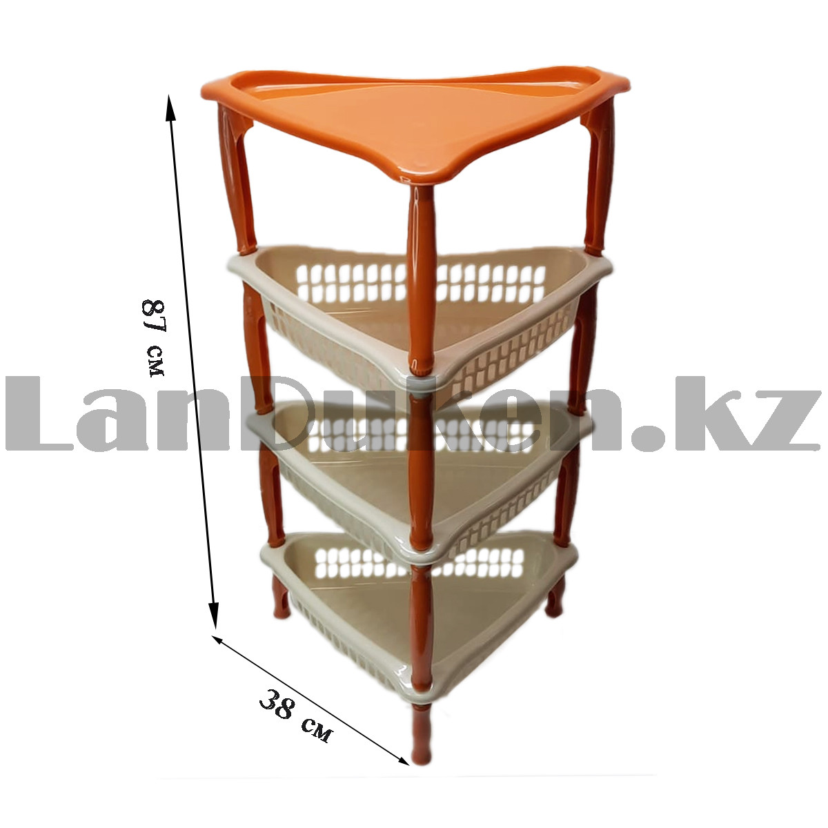 Этажерка треугольная четырехсекционная бежево-оранжевая - фото 1 - id-p105861634