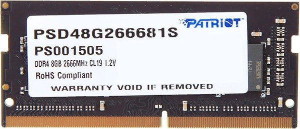 Модуль памяти Patriot, PSD48G266681S, DDR4, 8 GB ,SO-DIMM 2666MHz