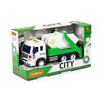 "Сити", автомобиль-контейнеровоз инерционный (со светом и звуком) (зелёный) (в коробке) 86198