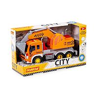 "Сити", автомобиль-экскаватор инерционный (со светом и звуком) (оранжевый) (в коробке) 86433