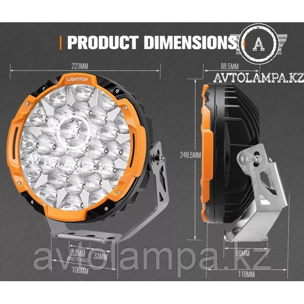 LIGHTFOX Светодиодные фары LF-DL9-LED5*2 круглая 2шт пара с ДХО DRL - фото 5 - id-p105872882