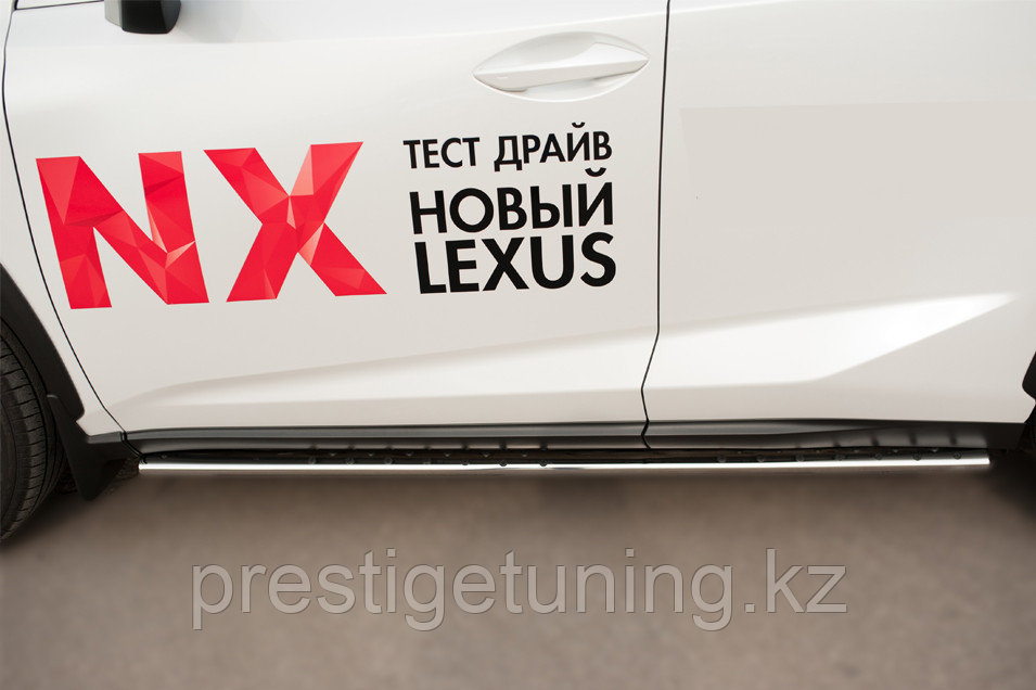 Пороги труба 75х42 овал с проступью Lexus NX 200 (F-Sport) 2014-17 - фото 3 - id-p105878945