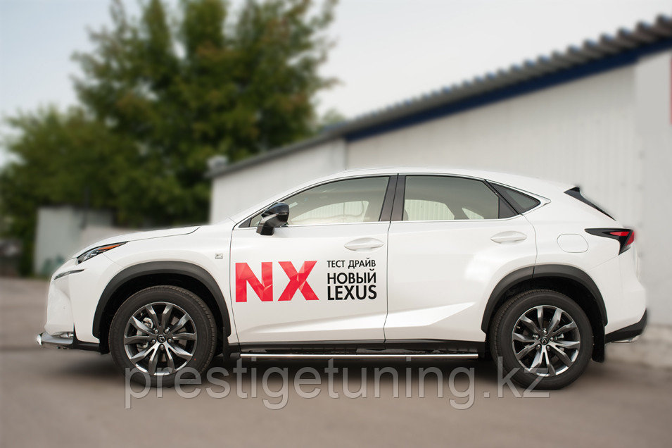 Пороги труба 75х42 овал с проступью Lexus NX 200 (F-Sport) 2014-17 - фото 4 - id-p105878945