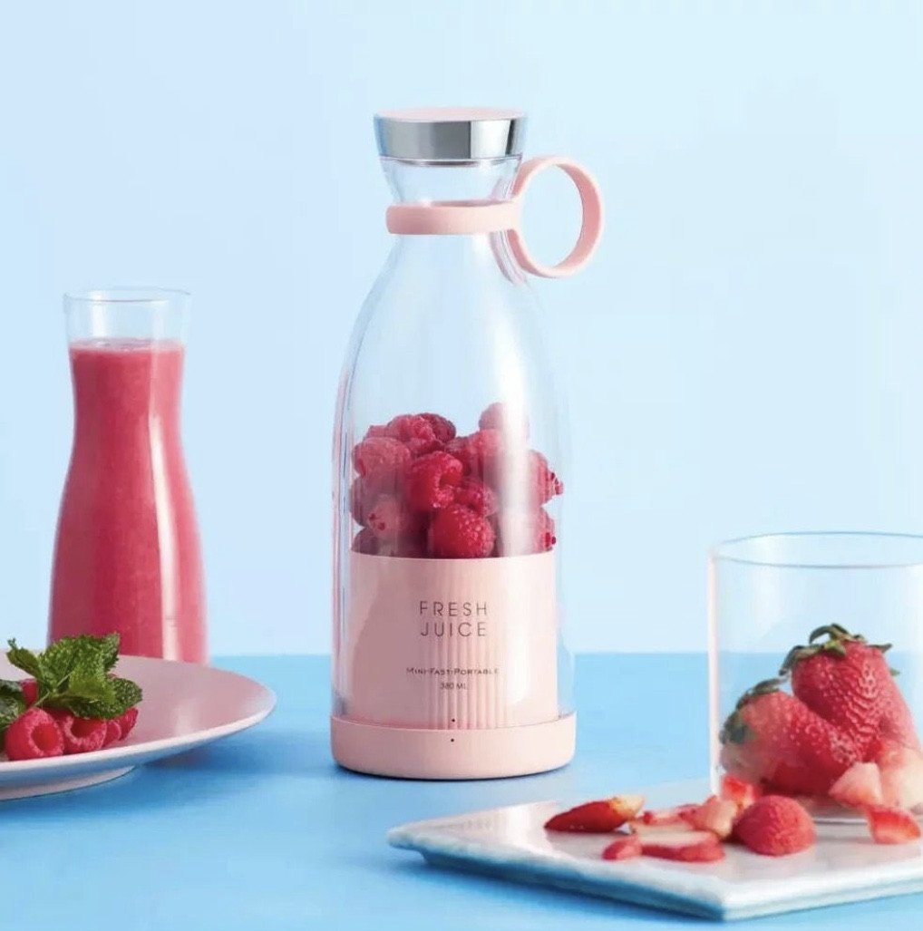 Портативный блендер-стакан Fresh Juice, розовый, белый - фото 2 - id-p105879104