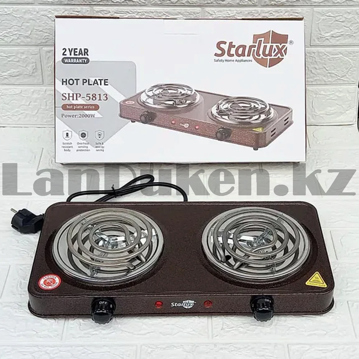Электрическая двухкомфорочная плита Starlux SHP 5813 коричневая