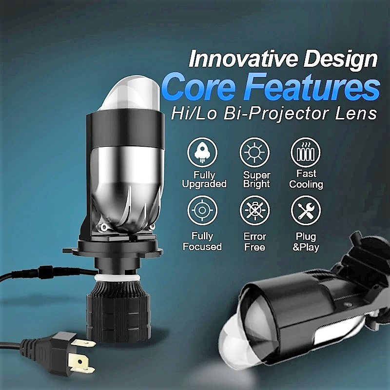 Светодиодные лампы с двойными линзами Bi-LED A82 H4 Mini Lens - фото 3 - id-p105882962