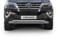 Защита переднего бампера d76+d57 + комплект крепежа Rival Toyota Fortuner 2017-2020