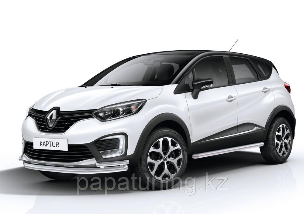 Защита переднего бампера d57+d42 + комплект крепежа RIVAL Renault Kaptur 2016-2020 - фото 2 - id-p105899814