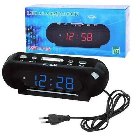 Часы электронные сетевые с будильником LED ALARM CLOCK VST-716 (Синий), фото 2