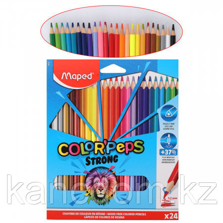 Карандаши цветные 24 цвета, трехгранный, Strong Mape