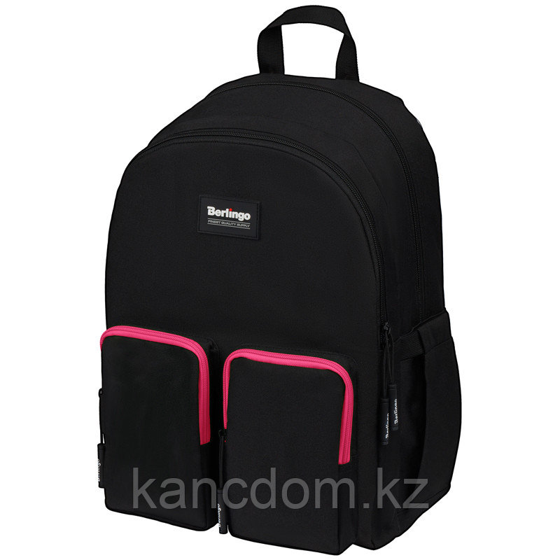 Рюкзак Berlingo Color blocks "Black pink" 39*28*17см, 2 отделения, 4 кармана, уплотненная спинка