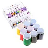 Акриловые краски по ТКАНИ (шелку), набор 9 цветов х 50 мл, Decola (на водной основе)